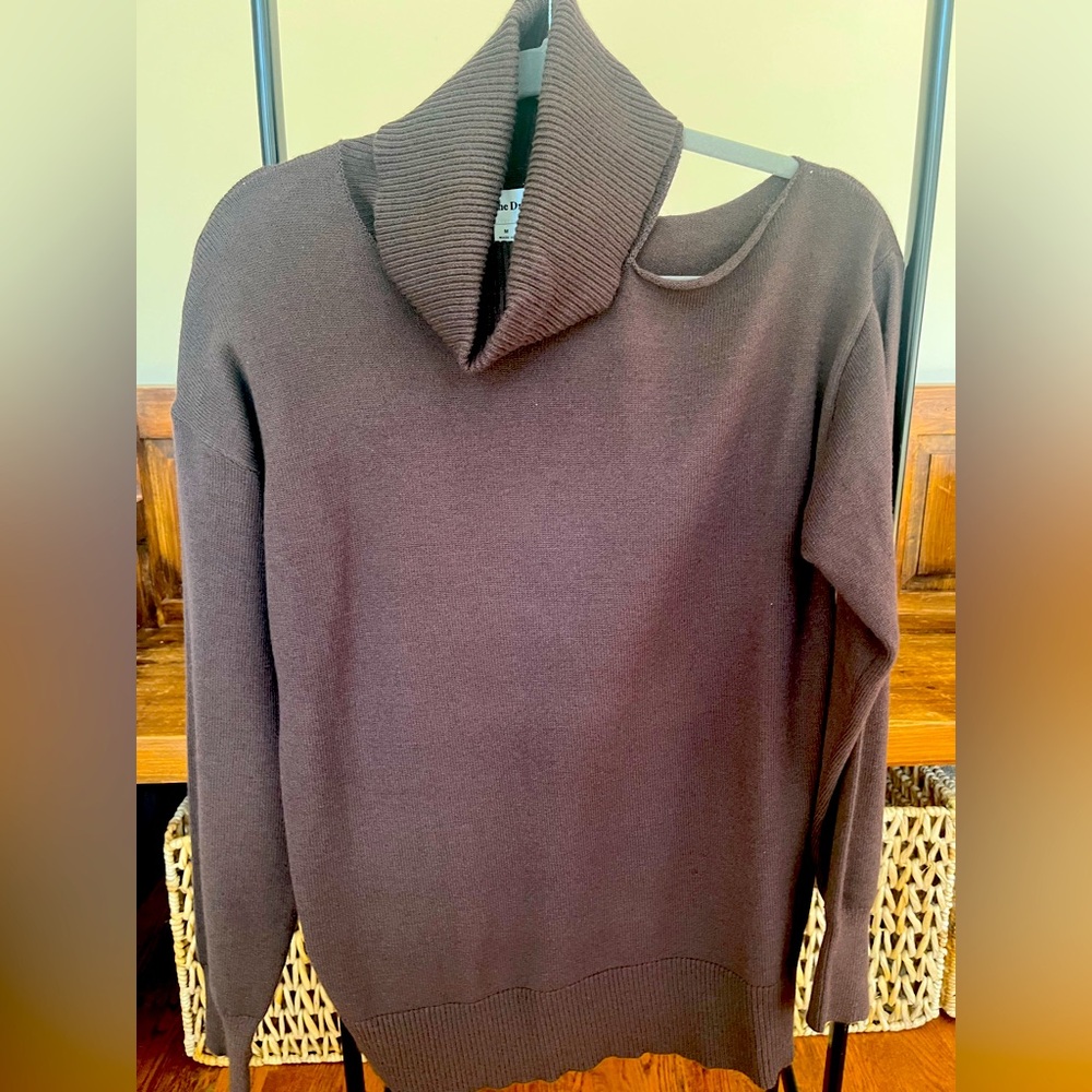 Off-the-Shoulder Women's Sweater in Dark Brown